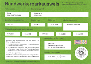 Neuregelungen zum Handwerkerparkausweis ab Juni 2017 – Kreishandwerkerschaft Bergisches Land